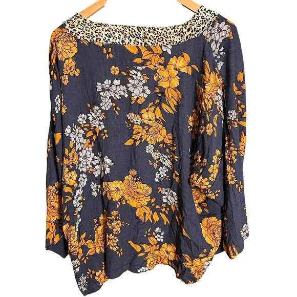 Anthropologie Anderson & Lauth Kimono Womens One Size Blue Gold Floral Cardigan - Picture 7 of 16